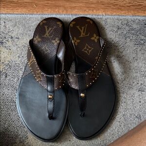 Louis Vuitton Black and Brown Sandals